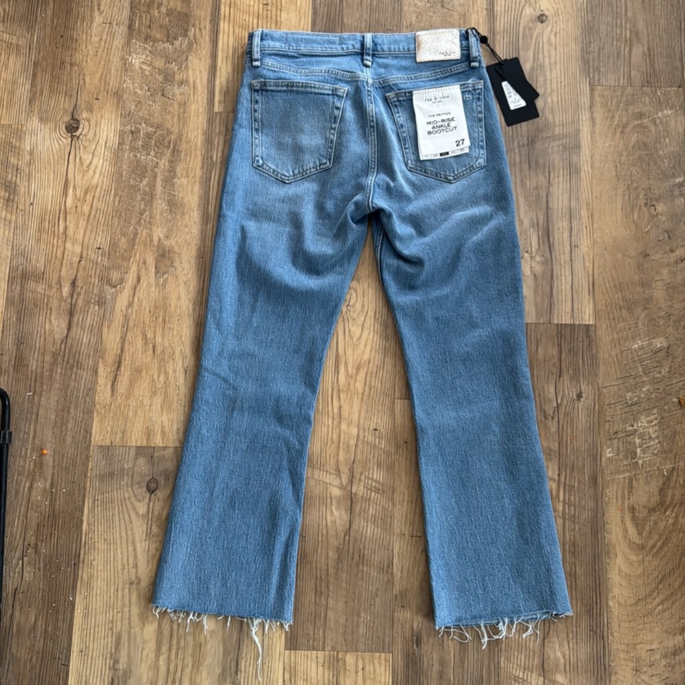 rag and bone the peyton mid-rise raw hem ankle bootcut jeans size 27 - Picture 5 of 10